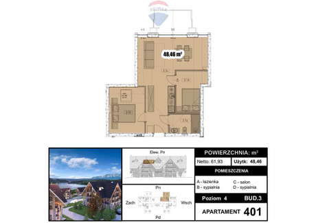 Mieszkanie na sprzedaż - Piękna Kluszkowce, Czorsztyn, Nowotarski, 48,46 m², 1 400 494 PLN, NET-436/2680/OMS