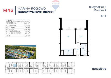 Mieszkanie na sprzedaż - Rogowo, Trzebiatów, Gryficki, 43,64 m², 728 300 PLN, NET-217/13467/OMS