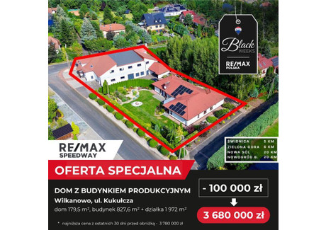 Dom na sprzedaż - Kukułcza Wilkanowo, Świdnica, Zielonogórski, 861,3 m², 3 680 000 PLN, NET-136/9148/ODS