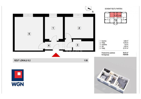 Mieszkanie na sprzedaż - Płyta Karbowska Brodnica, Brodnicki, 54,47 m², 395 000 PLN, NET-23880154