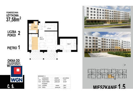 Mieszkanie na sprzedaż - Wojska Polskiego Głogów, Głogowski, 37,42 m², 258 198 PLN, NET-40560201