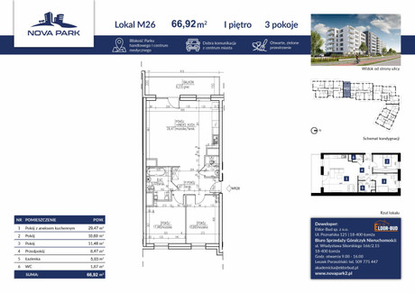 Mieszkanie na sprzedaż - Akademicka Łomża, 66,93 m², 493 944 PLN, NET-1647