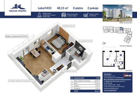 Mieszkanie na sprzedaż - Akademicka Łomża, 48,15 m², 381 830 PLN, NET-1645