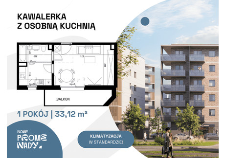 Mieszkanie na sprzedaż - ul. Czesława Miłosza Nadodrze, Wrocław, 33,12 m², 562 978 PLN, NET-A2.4.5.M50