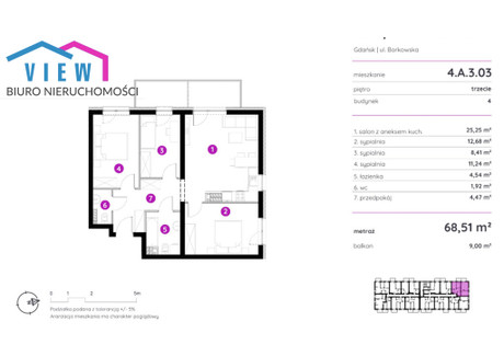 Mieszkanie na sprzedaż - Łostowice, Gdańsk, 68,51 m², 637 142 PLN, NET-501/5952/OMS