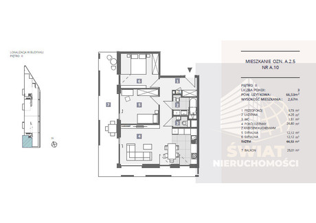 Mieszkanie na sprzedaż - Przestrzenna Dąbie, Szczecin, 66,53 m², 971 000 PLN, NET-SWN31640