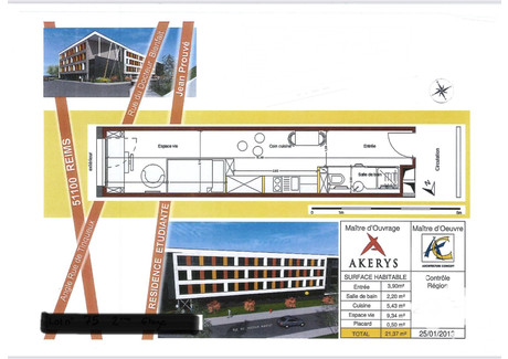 Mieszkanie na sprzedaż - Reims, Francja, 21 m², 62 510 USD (259 417 PLN), NET-103200135