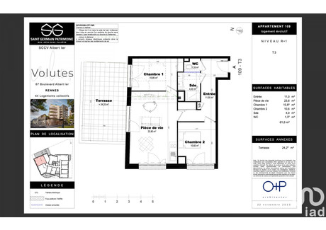 Mieszkanie na sprzedaż - Rennes, Francja, 61 m², 302 827 USD (1 238 564 PLN), NET-101979554