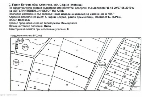 Działka na sprzedaż - с. Горни Богров/s. Gorni Bogrov София/sofia, Bułgaria, 4099 m², 243 274 USD (1 016 886 PLN), NET-101577814