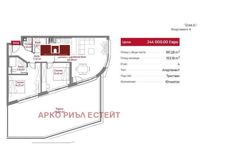 Mieszkanie na sprzedaż - Хладилника, бул. Черни връх/Hladilnika, bul. Cherni vrah София/sofia, Bułgaria, 172 m², 286 761 USD (1 101 164 PLN), NET-89180170