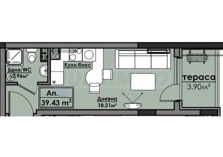 Mieszkanie na sprzedaż - Славейков/Slaveykov Бургас/burgas, Bułgaria, 38 m², 51 401 USD (213 315 PLN), NET-101914080